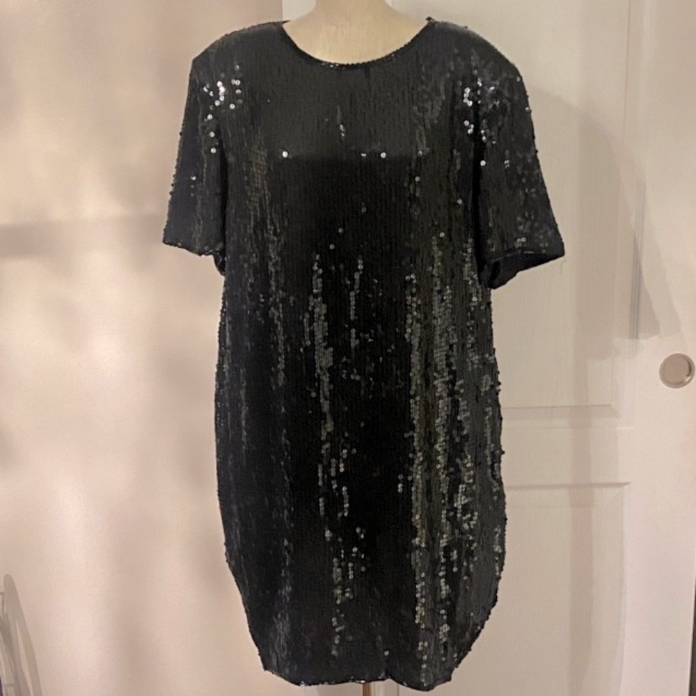 100% silk Black Sequin Dress by jasmine.
